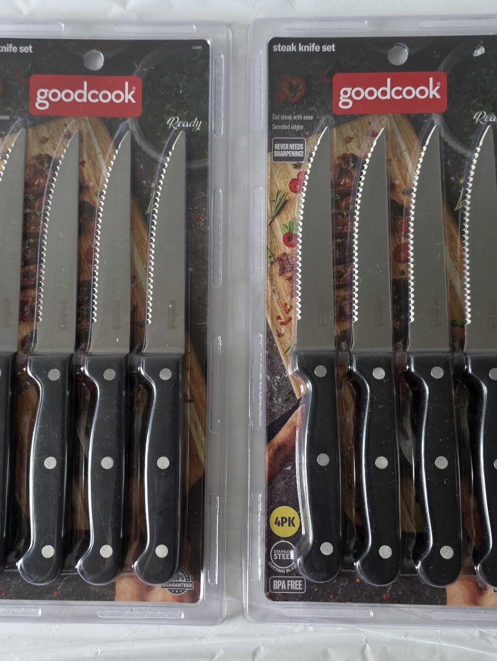 Goodcook Lot of 2 Packs of 4 Steak Knife Sets Stainless Steel Serrated New NIP